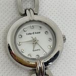 Côte d’Azur women watch silver tone 25mm round case quartz analog link running Photo 2