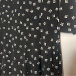 Ralph Lauren Lauren Dress Empire Waist V Neck Size 12 Black White Geo Print Midi Photo 6