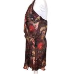 Haute Hippie Brown Floral Print Backless Halter Silk Mini Dress Size Medium Photo 5