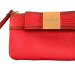 Kate Spade Geranium Pebble Leather Wristlet Bag Bow Gold Hardware Logo Interior Photo 0