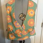 NWT SMAK PAULOR FLORAL HALTER Top, 1X Green Photo 0