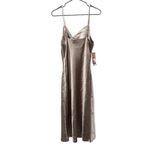 Birdy Grey ‎ Lisa Shiny Satin Cowl Neck Sleeveless Midi Dress in Taupe Sz L NEW Photo 3