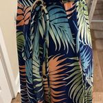 Chocolate USA Palm leaf print colorful wrap dress with short sleeves and V-neckline Photo 2