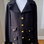 Joan Rivers  Black Short Jacket with Brass Gold Buttons Size Large Photo 0
