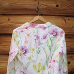 Leggiadro Floral Stretch Cotton Blazer Jacket White Size 8 Photo 6