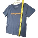Patagonia  Shirt Womens Medium Blue Organic Cotton Logo Slim Fit Crewneck Tee Photo 4