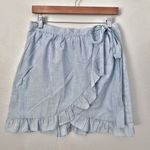 Madewell  | Chambray Light Blue Ruffle Wrap Skirt Meadow Short Cotton | Size 8 Photo 1