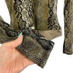 AFRM Womens Size XS Jane Mesh Sleeve Thong Bodysuit in Olive Snakeskin Print Photo 3