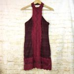 Free People Dress Women M Burgundy Red Natasha Lace Halter Bodycon Mini Party Photo 2