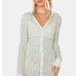 For Love & Lemons Green Polka Dot Drea Long Sleeve Mini Dress Size Small Photo 0