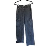 NWOT PTCL High Waist Wide Leg Cargo Jeans in Black Wash Gray Size 23 Photo 7