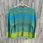 Ruby Road Blue Green Stripe Open Front Cardigan Slight Crop Womens Petite Large Size undefined Photo 2