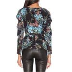 LPA FLORAL ROMANTIC WHIMSY GOTH BLACK BLUE COLD SHOULDER RUFFLED LONG SLEEVE TOP Photo 2