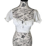 Aritzia TNA‎ Womens Blouse Tank Size XS White  Tank  Cropped Elastic Photo 0