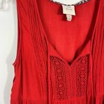 Knox Rose Red Orange Pleated Tassel Tie Babydoll Tiered Tank Top Medium M Boho Photo 1