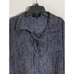 Papillon Women's Striped Lace-up Front Long Shirt Navy Size Large Photo 4