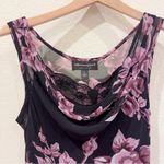Connected Apparel Black with Rose Floral Asymmetric Stretchable Midi Dress M Photo 1