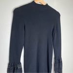 Who What Wear  Black Turtle Neck Crochet Bell Sleeves Blouse Size XS Photo 0