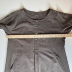 J Jill Womens‎ 100% Silk Dress Sz PS Olive Green Utility Short Sleeve Minimalist Photo 9