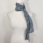 Blue Chevron Print Scarf One Size Blue Chevron Scarf Photo 3