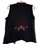 Studio Joy Vintage Christmas Sweater Vest with Poinsettias Embroidered Size M Photo 3