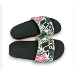 Adidas  NWOB Black Slides Sandals Women's Size 6 Pink Green Tropical Print Photo 3