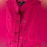 Anthropologie Luii Pink Corduroy Ruffle Button Front‎ Pockets Jacket Size Small Photo 3