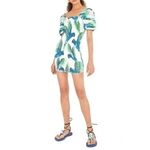 Farm Rio  Araras Mini Dress White Blue Parrot Smocked Dress M Photo 0