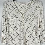 Workshop New! NWT The  Zip v-neck 3/4 Sleeve Blouse Medium Photo 1