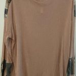 Vanilla Bay Tan Waffle Aztec Inset Shoulder Long Sleeve Top Women's SZ Large NWT Photo 5