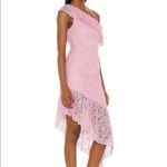 Majorelle  White Lace One Shoulder Asymmetric Ruffle Bridal Midi Dress Small Photo 10