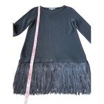 Neiman Marcus Black Cashmere 3/4 Sleeve Fringe Tunic Sweater Photo 8