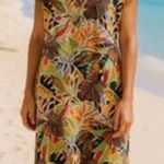 C&C California C&C linen tropical collared midi dress M Photo 0