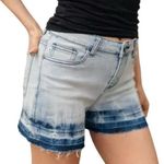 Judy Blue  Ombre Tie Dye Release Hem Denim Stretch Classic Mid Rise Shorts LARGE Photo 0