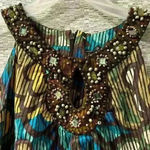 Y2K Printed Beaded Dress Green Size 8 Photo 4