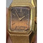 Seiko Womens Gold Tone Tank Watch Copper Dial Textured Bezel Mesh Band 5420-5019 Photo 1