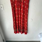 Floral Blooming Red Boho Maxi Dress XXL Empire Waist Button V Photo 3