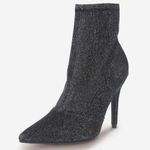 Brash  9 Booties Black Glitter Pointed Toe Pull On Sock Boots Stiletto Heel Spicy Photo 1