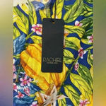 Rachel Roy Tropical Floral Print Cap Sleeve Blouse Summer Top Navy Yellow XS D17 Photo 2