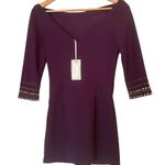 Lucy Paris NWT  Deep Rich Lavender Knit  Studded Rhinestone Detail Pullover Dress Photo 5