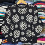 Black Snow Flake Grandma Crewneck Sweater Sz Medium Photo 1