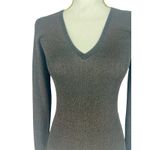 Brunello Cucinelli  Metallic V-Neck Long Sleeve Top Photo 4