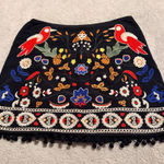 Altar'd State Embroidered Mini Skirt Black with Pom Trim Small Boho Folk Festival Photo 0