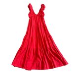 Jason Wu Red Sleeveless Tiered Maxi Dress Linen Blend Party Size Small Women's Photo 1