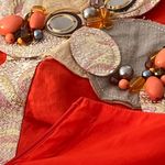 Vintage Medium Dress Y2K beaded Cocktail Dress Fall Rene Derhy Paris RARE Large Orange Photo 12