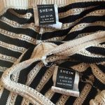 SheIn Black and Beige Striped Knit Pajama Set (L) Photo 5