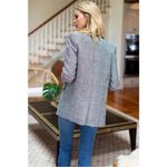 Emerson Fry Lee Blazer Jacket Houndstooth Plaid Linen Size 14 Black White Photo 8