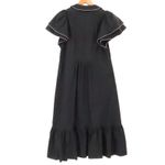 Tuckernuck Black Alice Midi Dress Ruffle Collar Short Sleeve Button Size L Photo 5