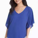 White House | Black Market WHBM Lace-Up Back Kimono Blouse in Ultramarine size xs EUC Photo 0