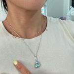 NWT NATURAL 3.73CT TEARDROP AQUAMARINE 18K WHITE GOLD DIAMONDS NECKLACE Photo 8